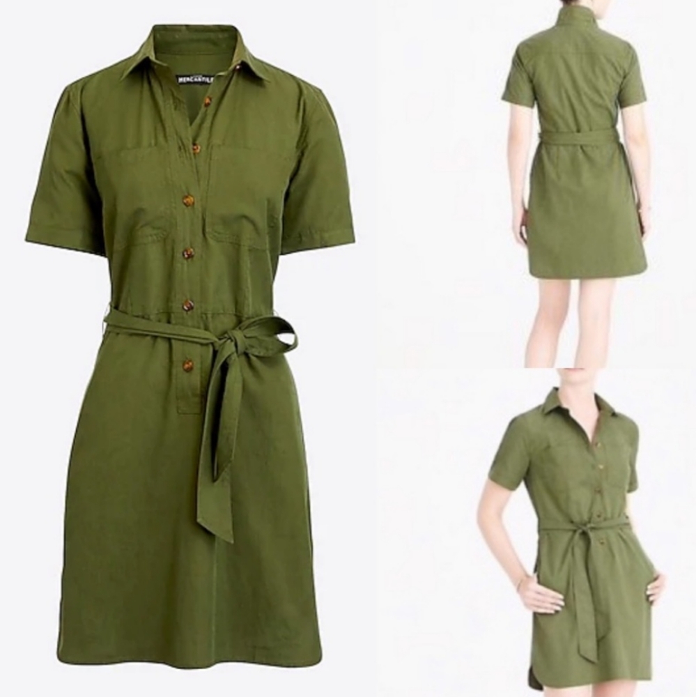 J.Crew Factory Mercantile Utility Shirt Dress Olive Green, sz 12
